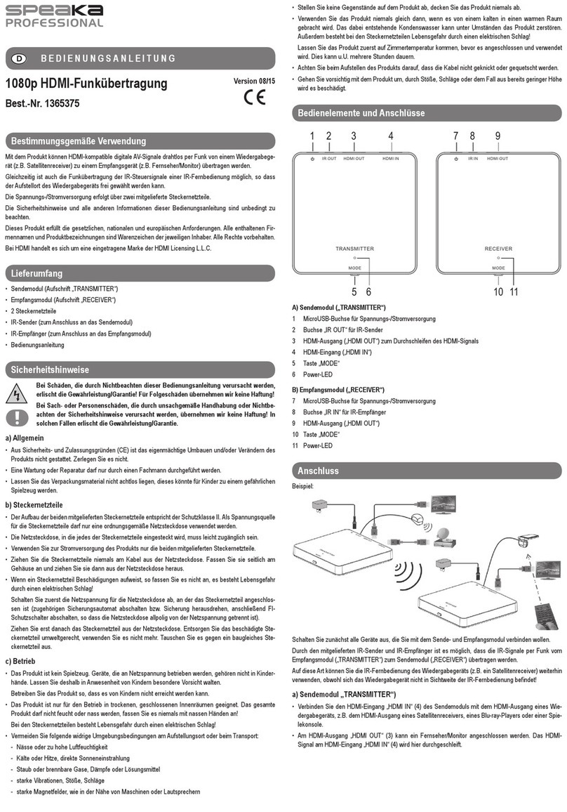 Speaka Professional 1365375 Manuel utilisateur