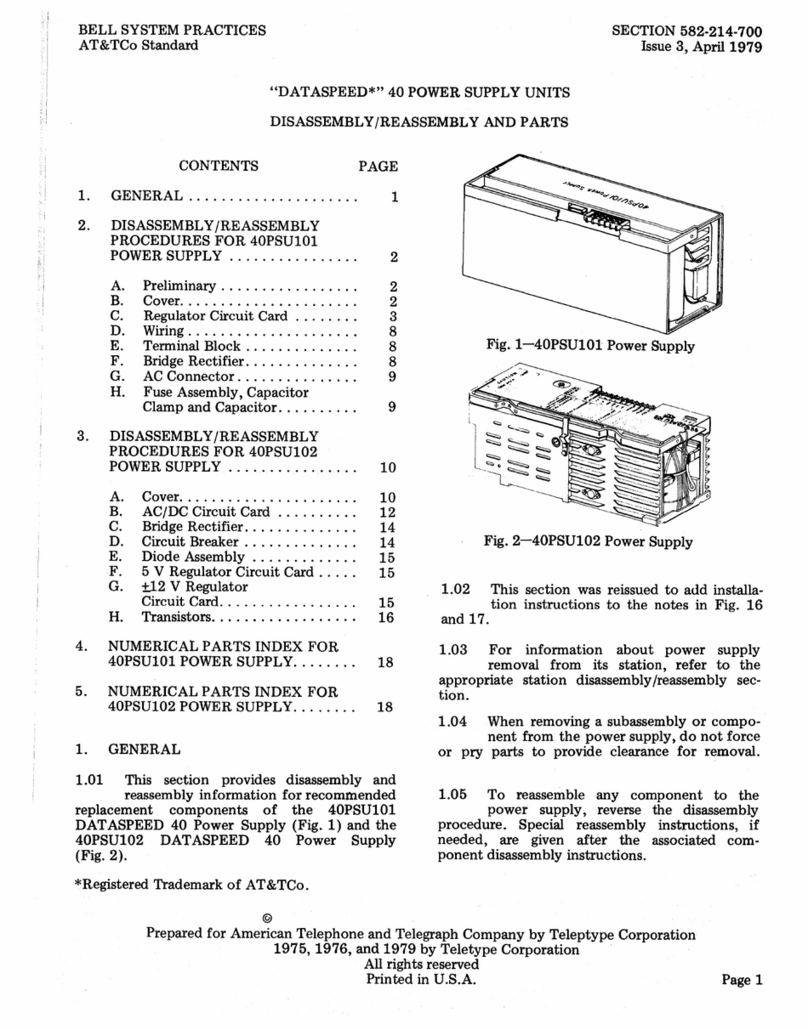 Teletype Dataspeed 40PSU101 Manuel utilisateur Teletype Dataspeed 40PSU101 Manuel utilisateur
