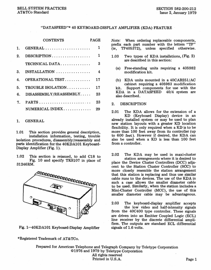Teletype Dataspeed 40KDA101 Manuel utilisateur Teletype Dataspeed 40KDA101 Manuel utilisateur