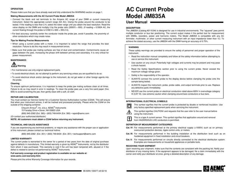 AEMC instruments JM835A Manuel utilisateur