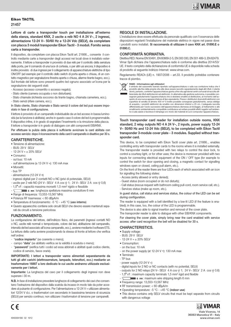 Vimar Eikon TACTIL 21457 Manuel utilisateur