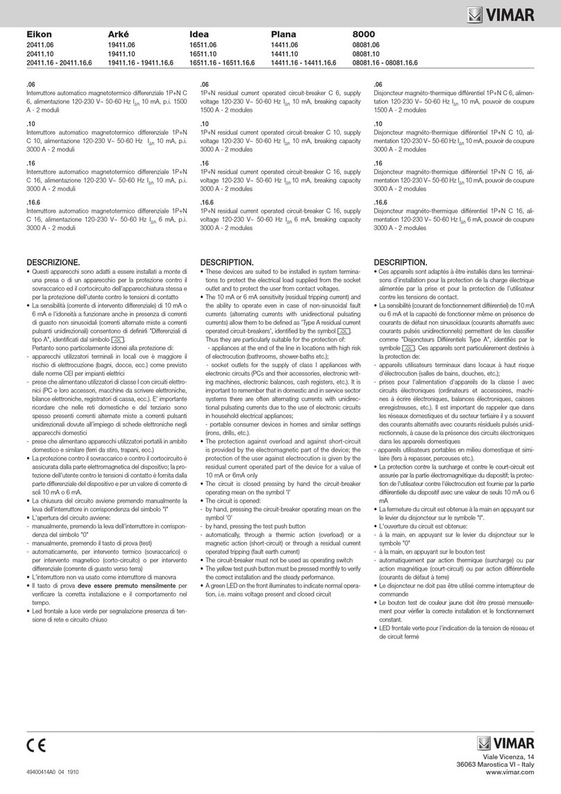 Vimar Eikon Manuel utilisateur