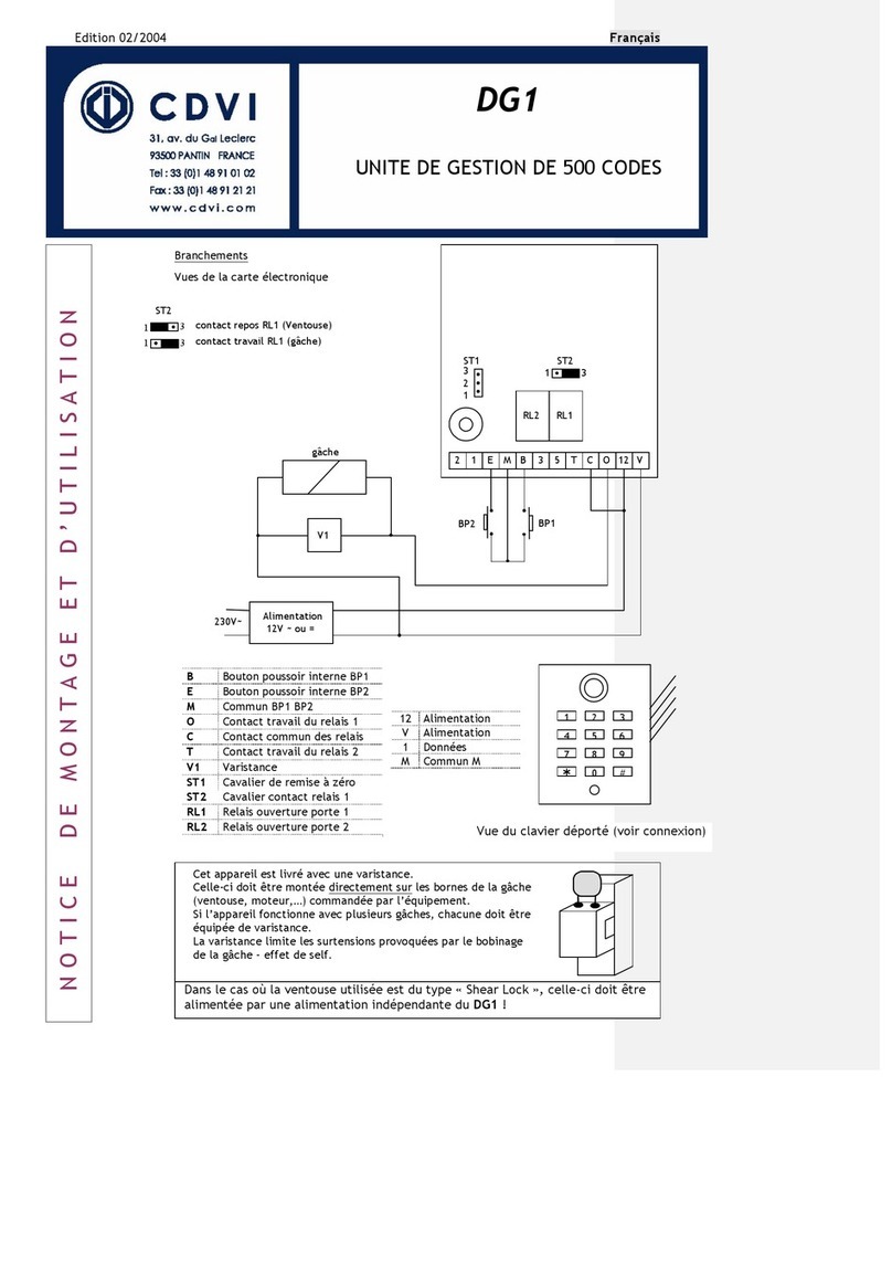 CDVI DG1 Guide de démarrage rapide