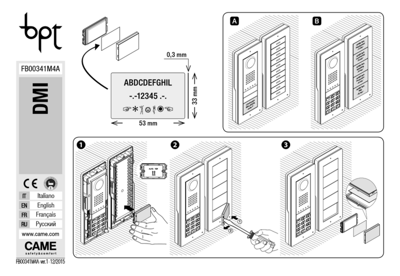 CAME BPT DMI Manuel utilisateur