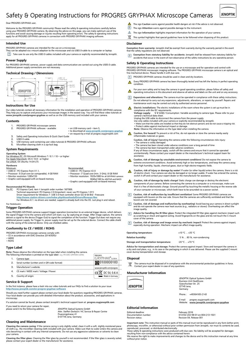 Jenoptik PROGRES GRYPHAX Series Guide de démarrage rapide