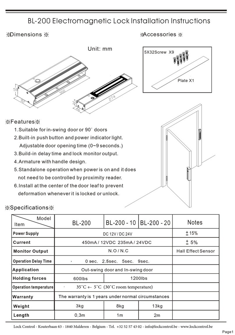 Lock Control BL-200 Manuel utilisateur Lock Control BL-200 Manuel utilisateur