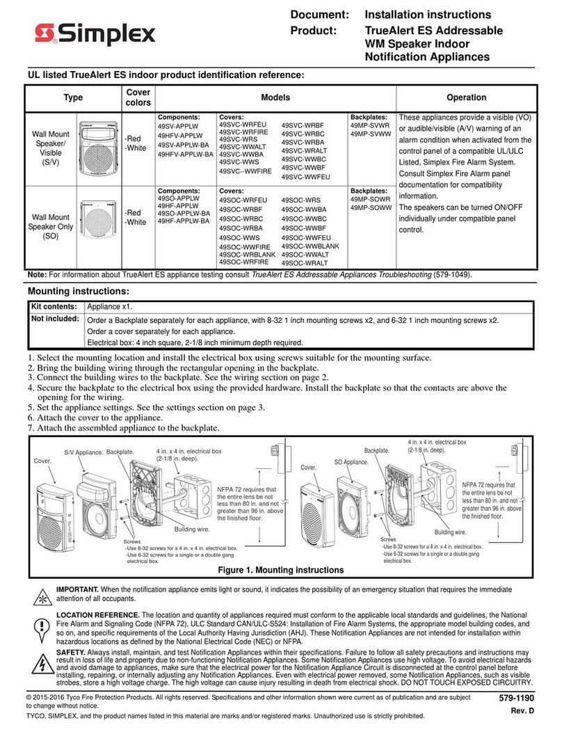 Simplex TrueAlert ES Manuel utilisateur