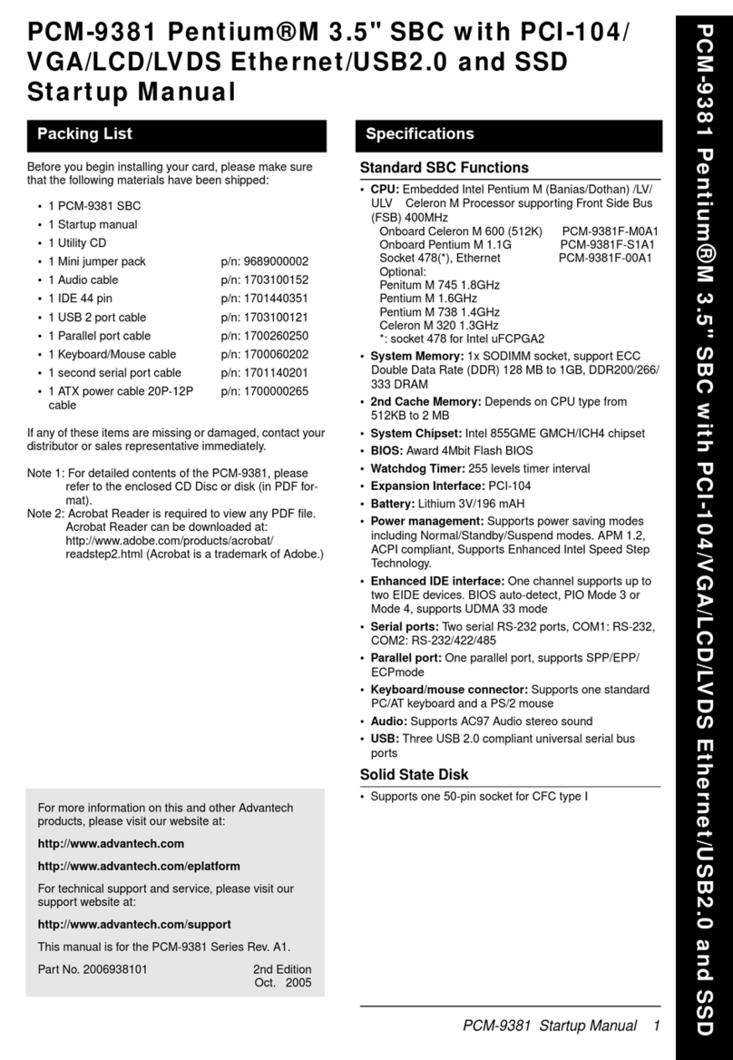 Advantech PCM-9381 Manuel d'installation et d'exploitation