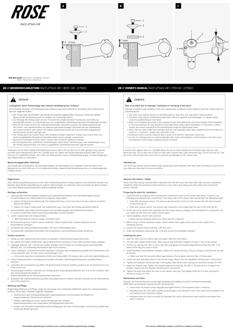 Rose electronics RACE ATTACK MR Manuel utilisateur