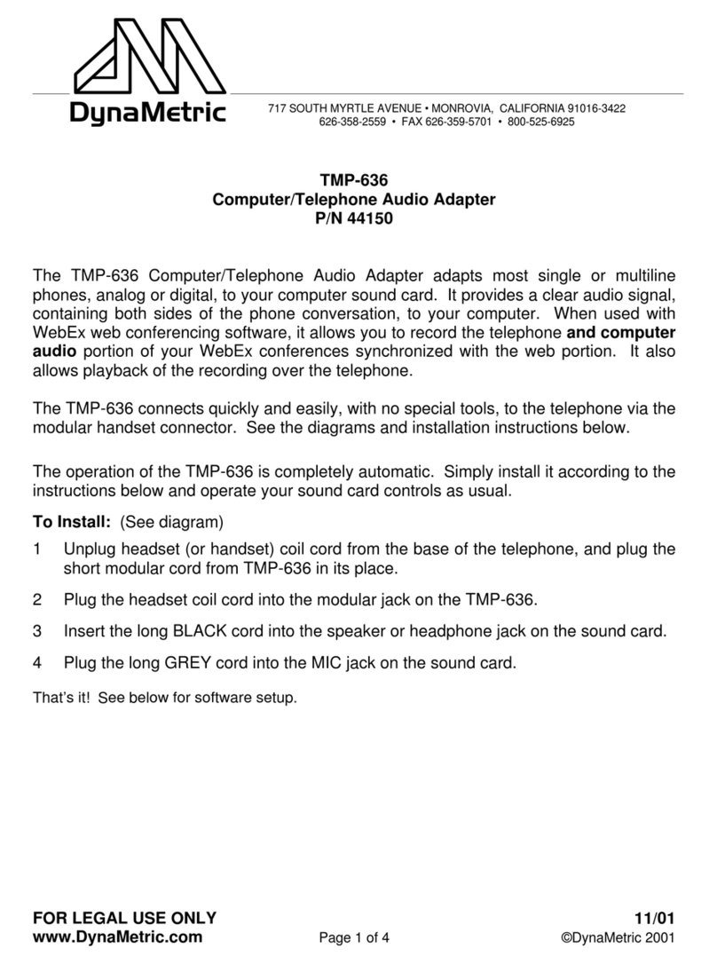 DynaMetric TMP-636 Manuel utilisateur