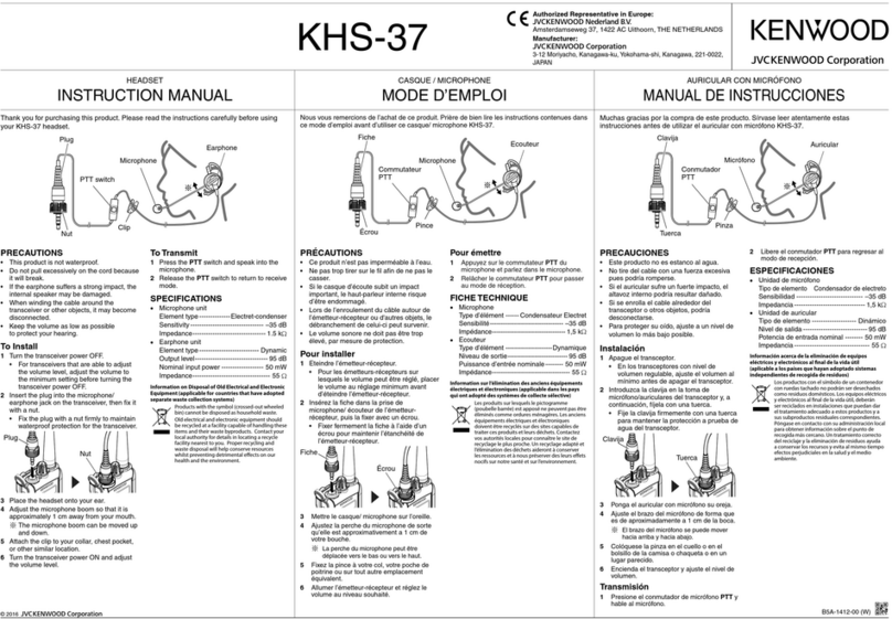 Kenwood KHS-37 Manuel utilisateur