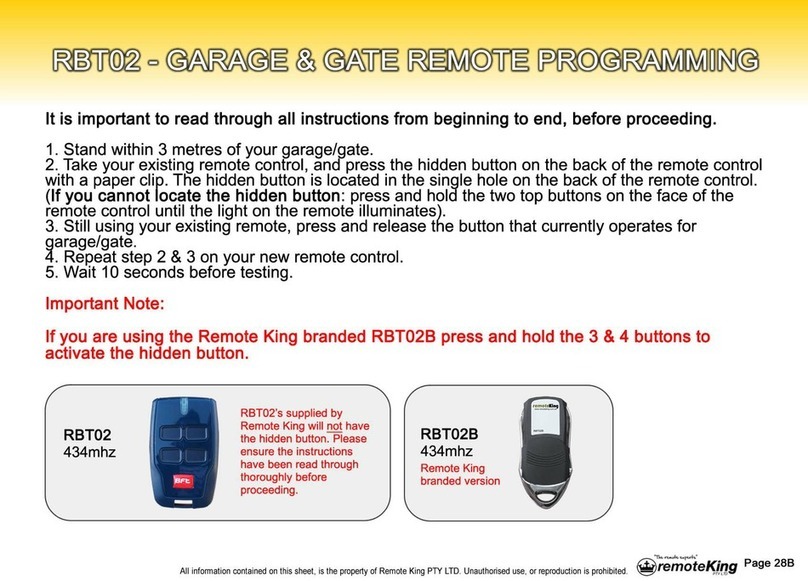 Remote King RBT02 Manuel utilisateur