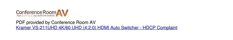 Kramer VS-211UHD Manuel utilisateur