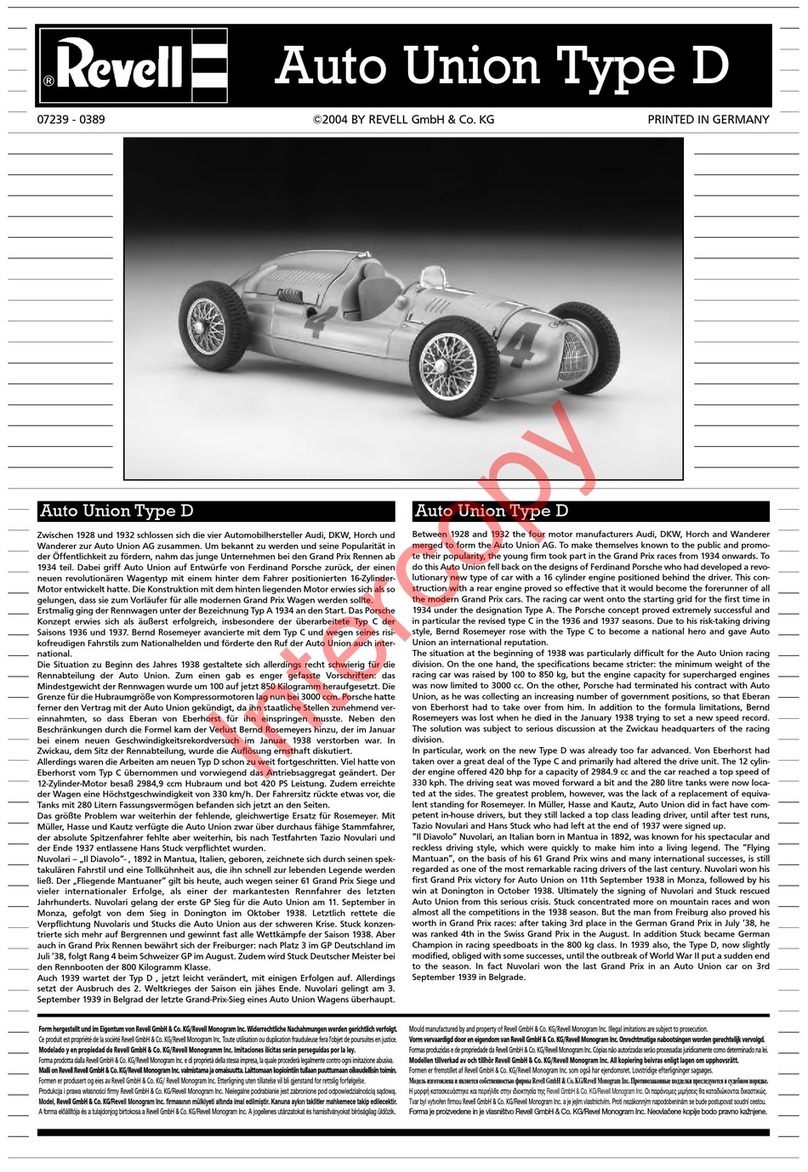 REVELL Auto Union Type D Manuel utilisateur