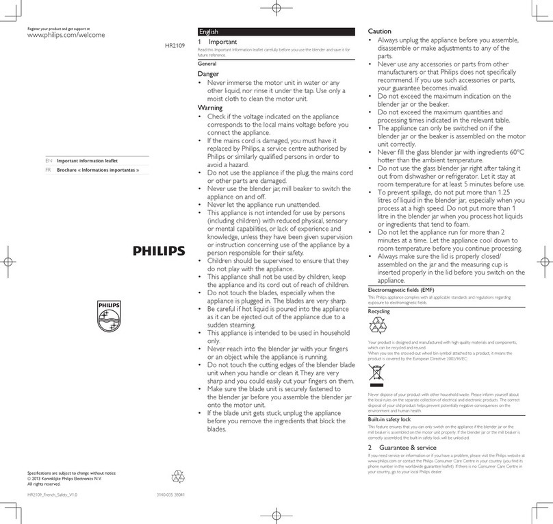 Philips HR2109 Manuel d'utilisation