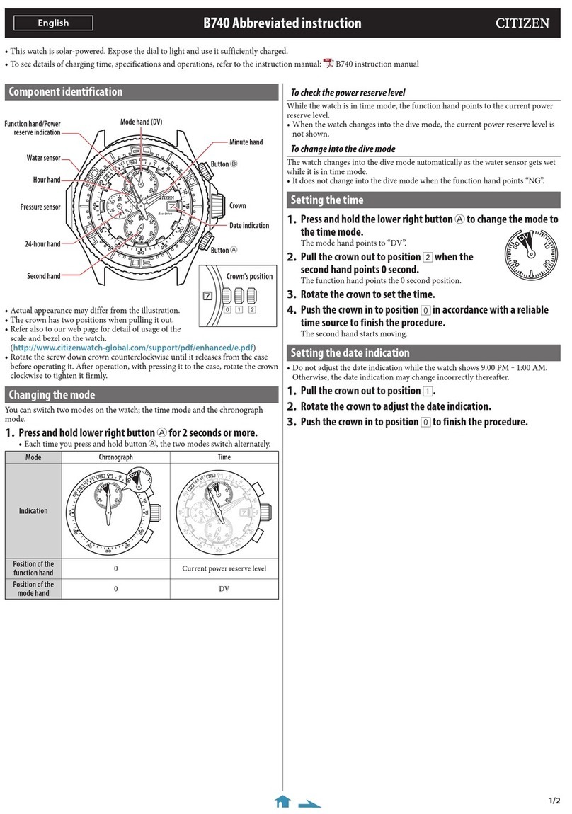 Citizen Eco-Drive b740 Manuel utilisateur