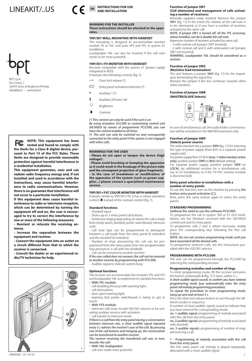 Bpt LINEAKIT Manuel d'utilisation