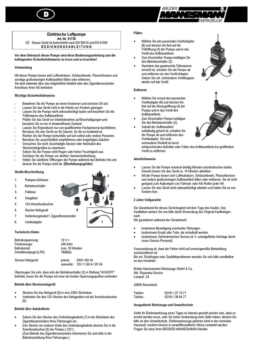 Mannesmann 01730 Manuel utilisateur