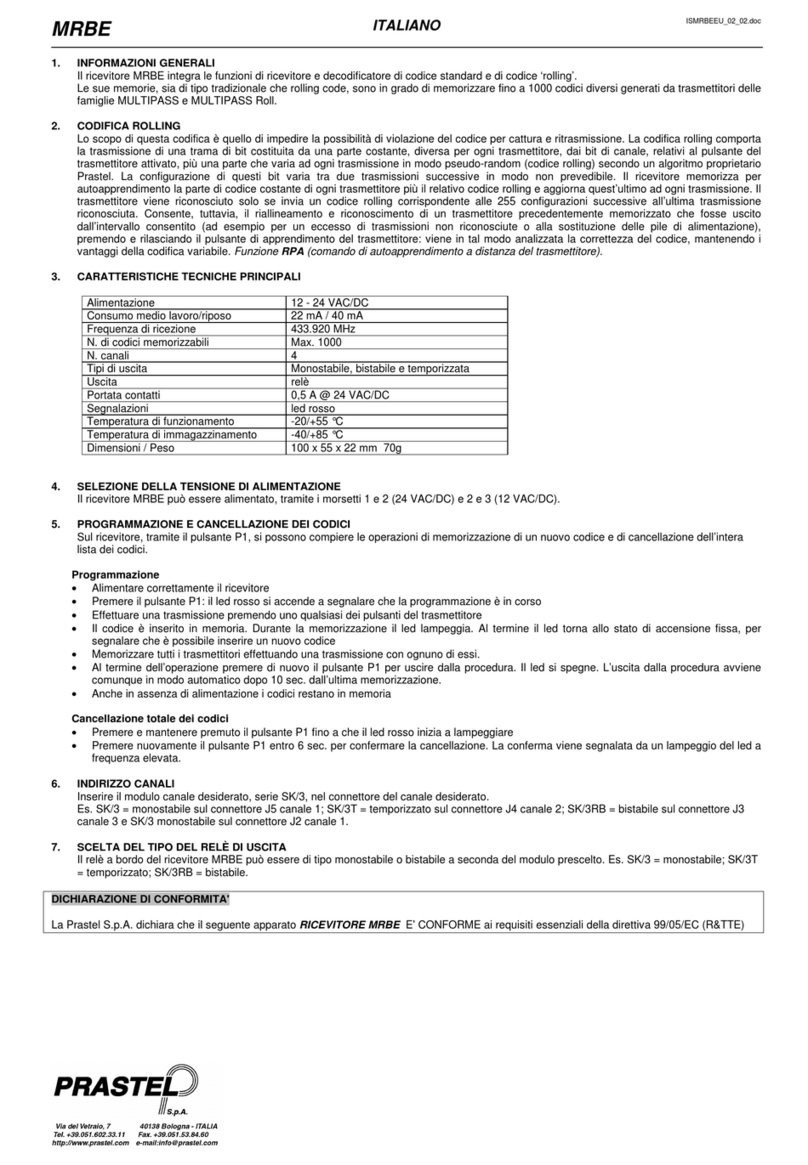 PRASTEL MRBE Manuel utilisateur