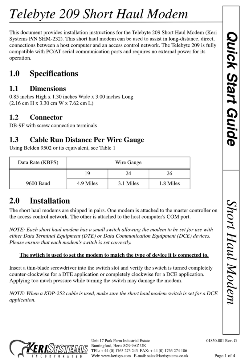 KeriSystems Telebyte 209 Manuel utilisateur KeriSystems Telebyte 209 Manuel utilisateur