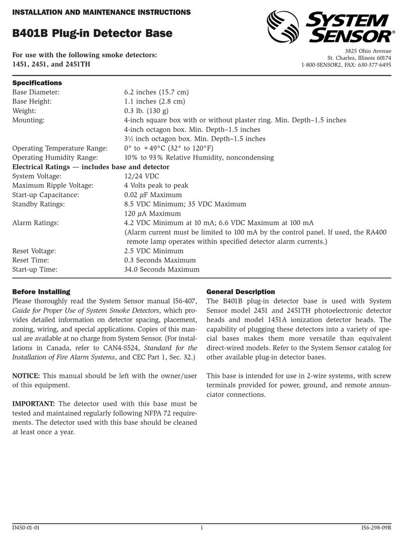 System Sensor B401B Manuel utilisateur