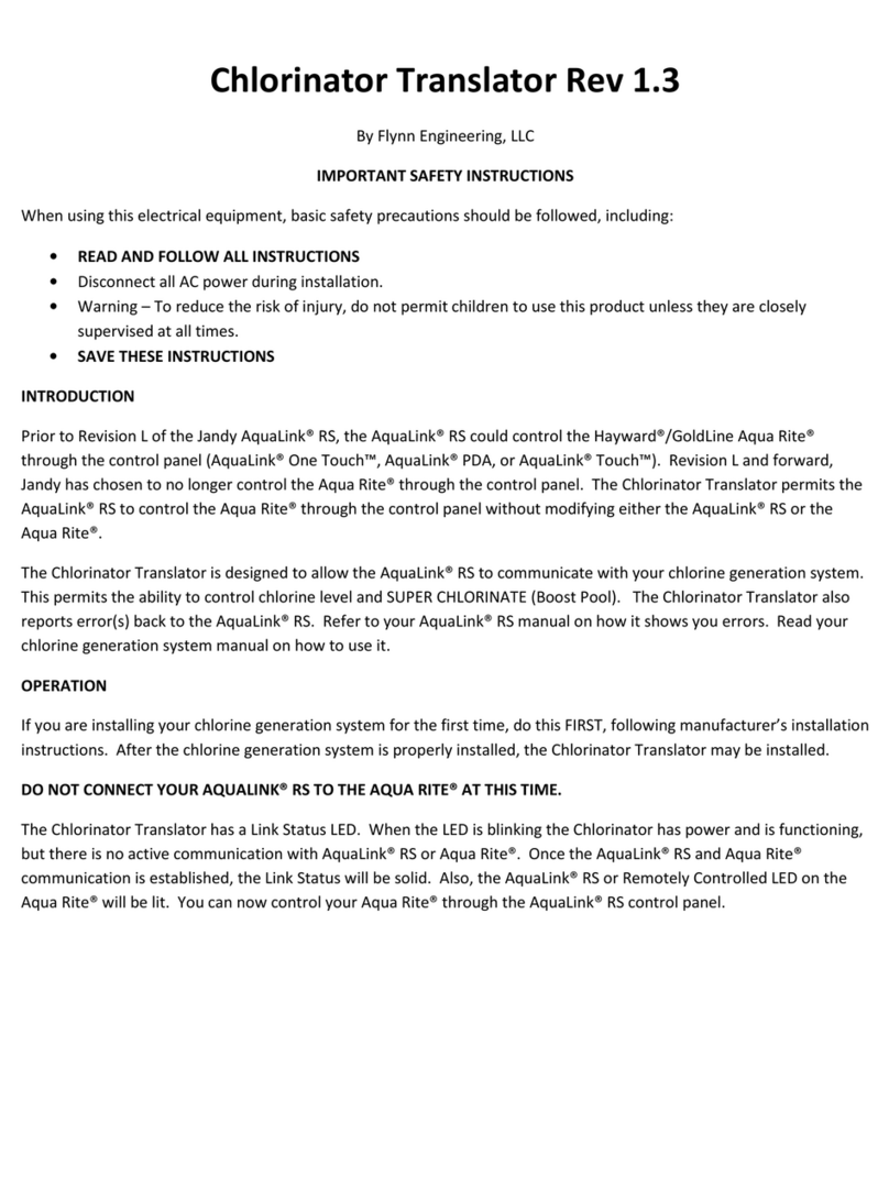 Flynn Engineering Chlorinator Translator Manuel utilisateur