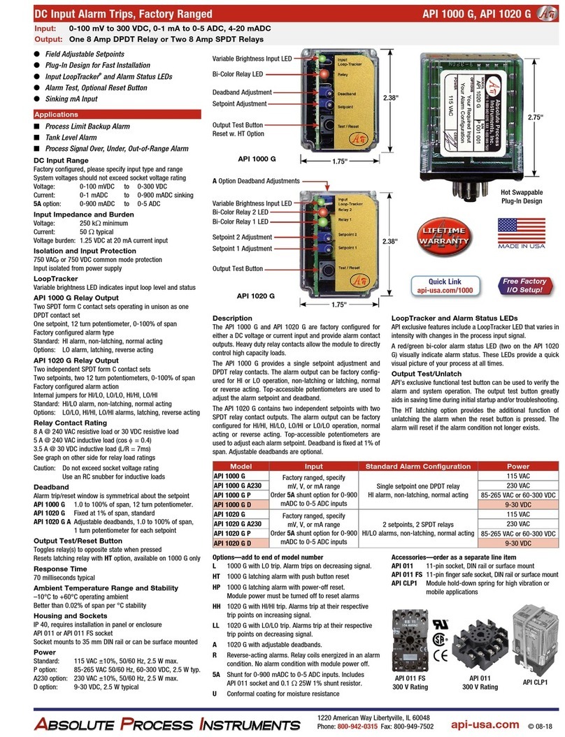 Absolute Process Instruments API 1000 G Manuel utilisateur