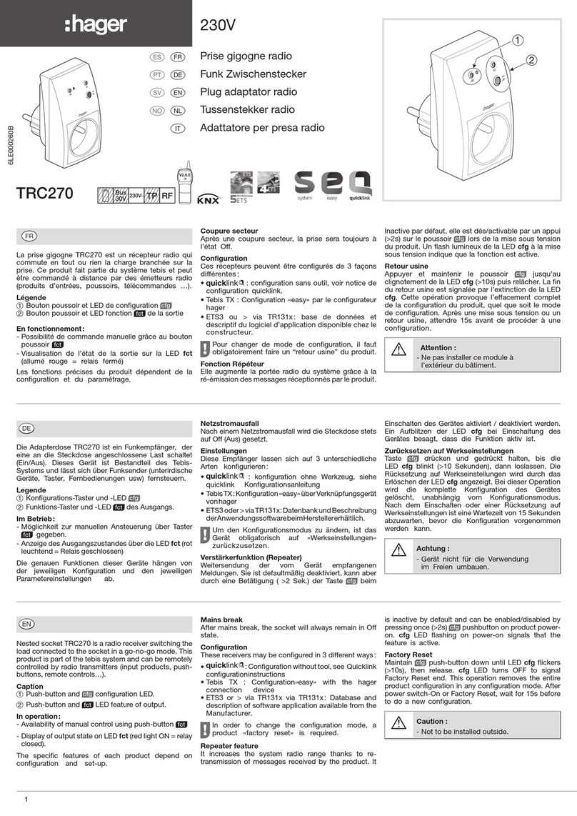 hager TRC270 Manuel utilisateur