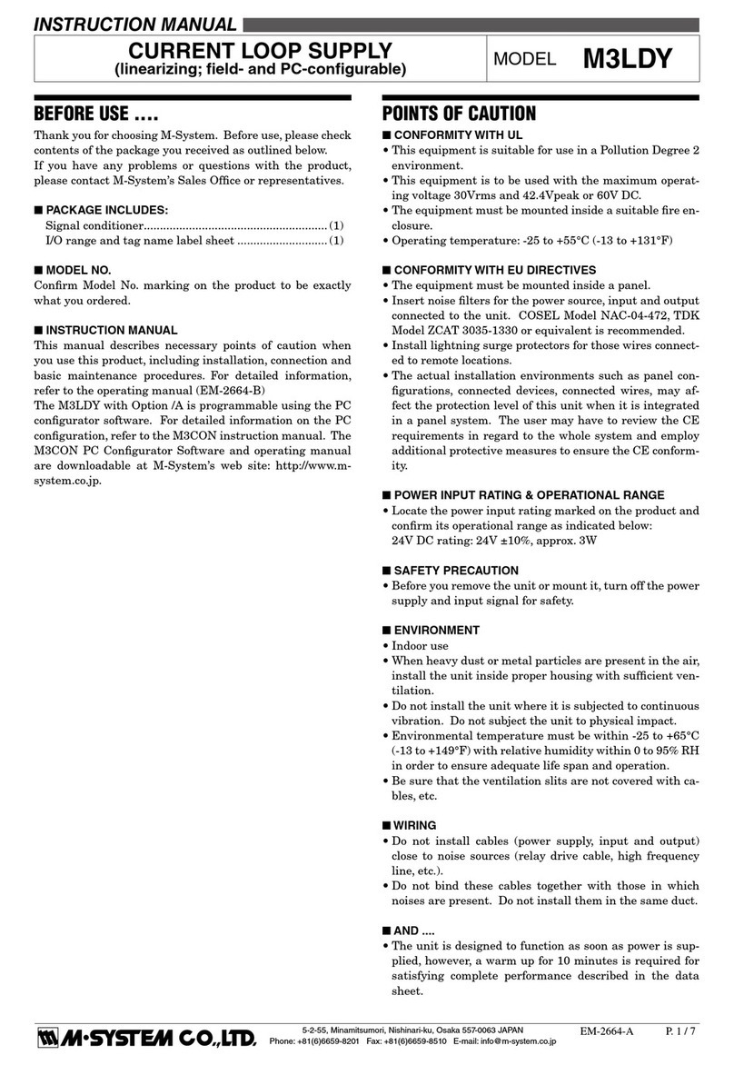 M-system Current Loop Supply M3LDY Manuel utilisateur