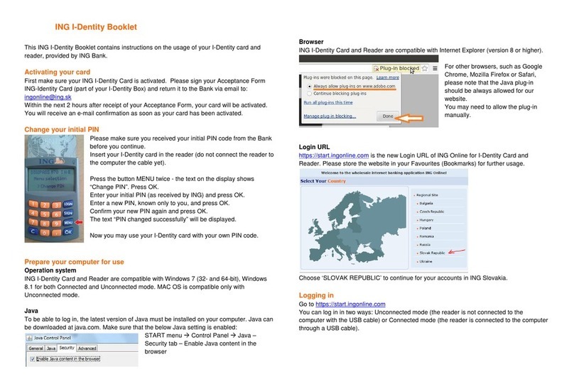 ING I-Dentity Reader Manuel d'installation et d'exploitation