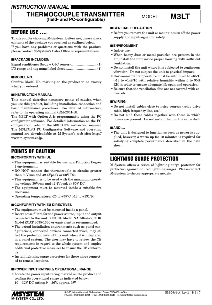 M-system M3LT Manuel utilisateur