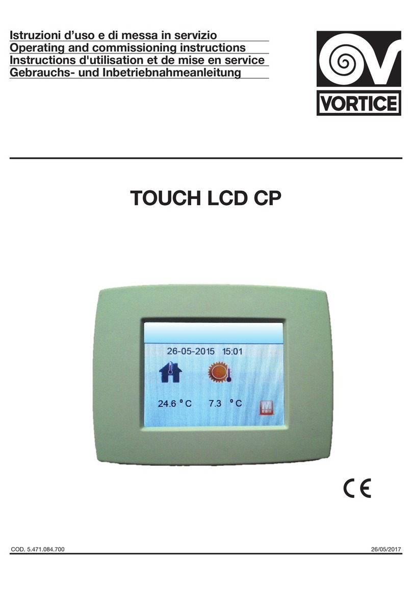Vortice TOUCH LCD CP Manuel d'installation et d'exploitation