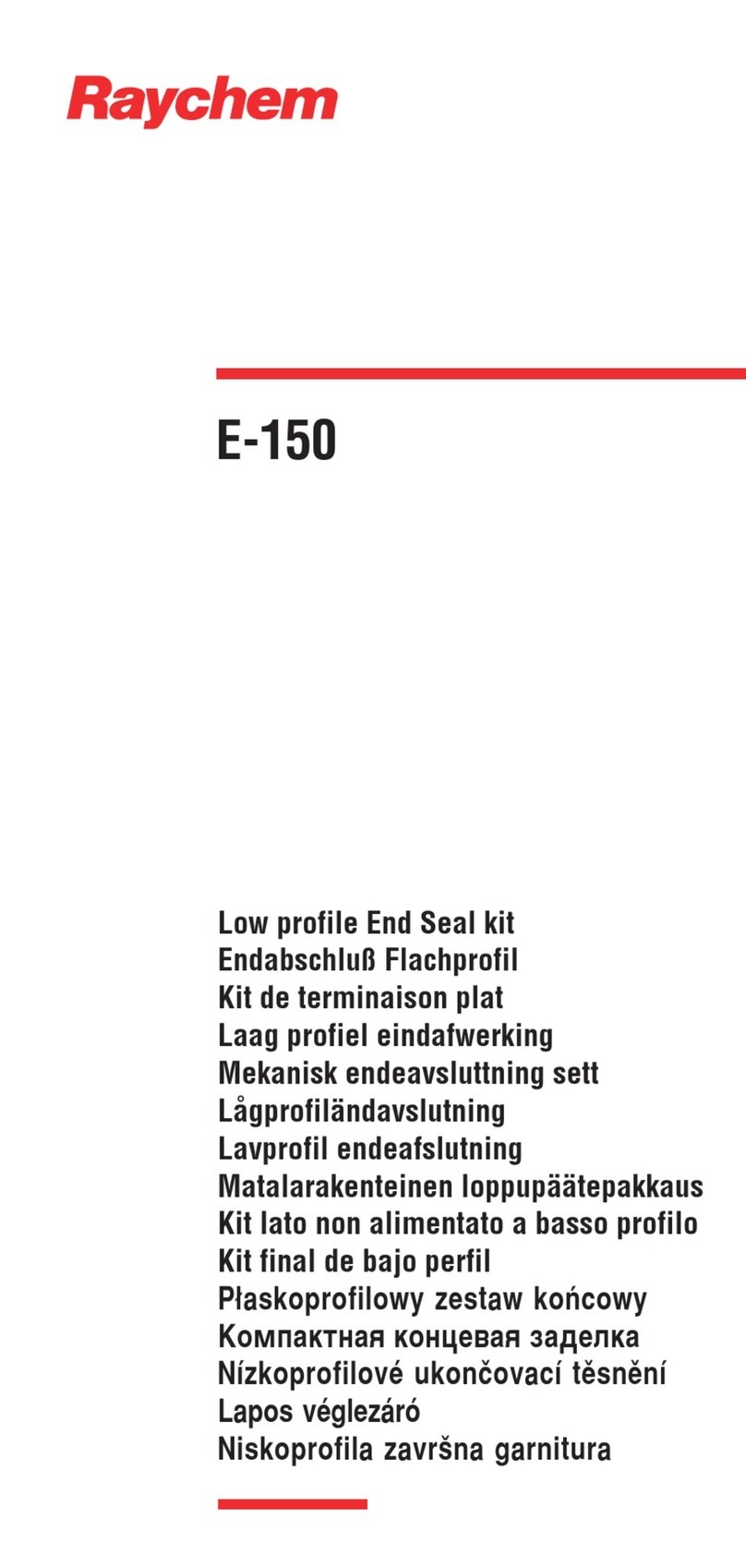 Raychem E-150 Manuel utilisateur Raychem E-150 Manuel utilisateur