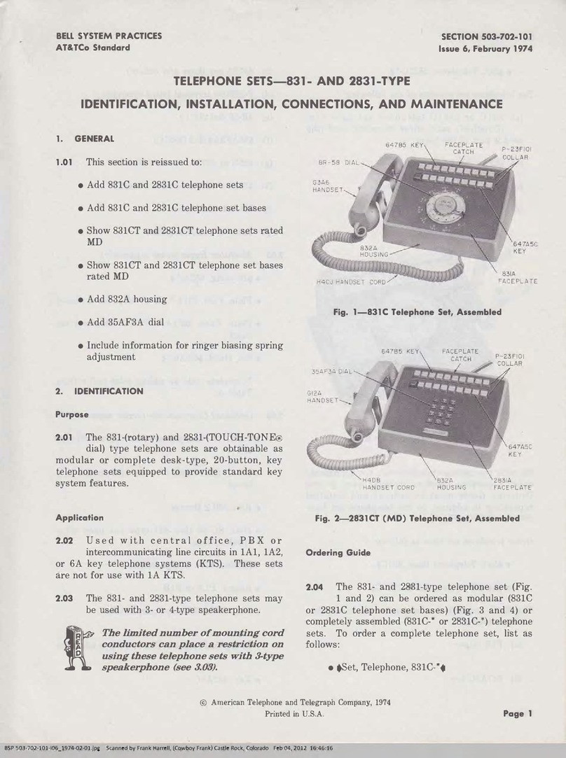 Bell System Practices 831 Series Mode d’emploi Bell System Practices 831 Series Mode d’emploi