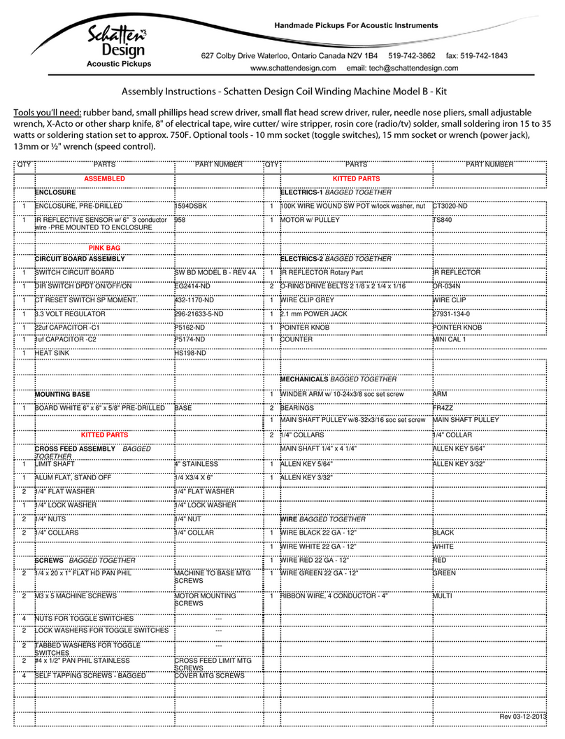 Schatten Design Model B Manuel utilisateur