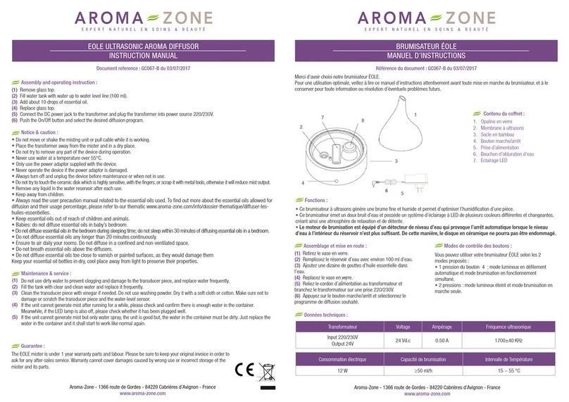 Aroma-Zone EOLE Manuel utilisateur Aroma-Zone EOLE Manuel utilisateur