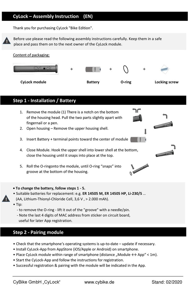 CyBike CyLock Manuel utilisateur