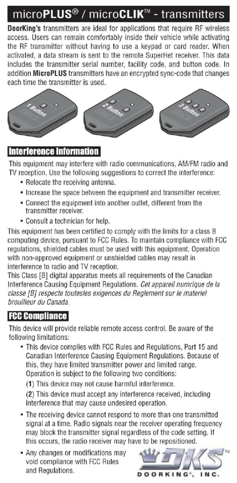 DoorKing microPLUS Series Manuel utilisateur