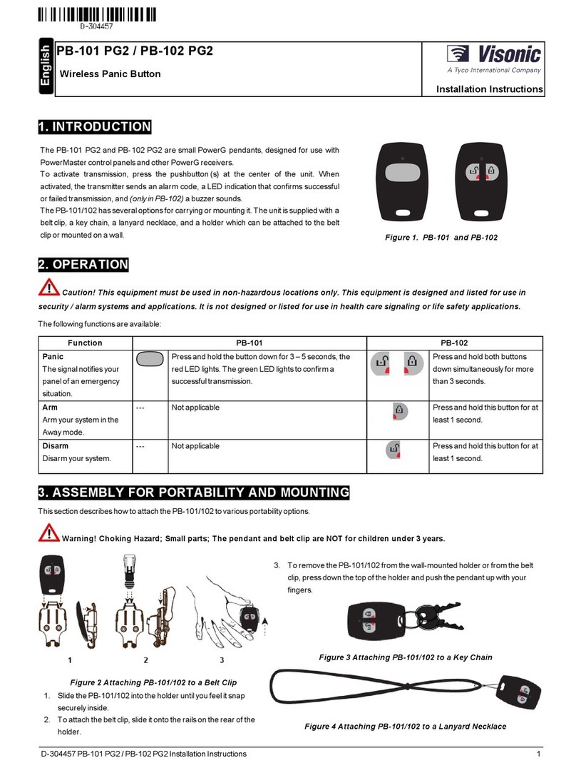 Visonic PB-101 PG2 Manuel utilisateur