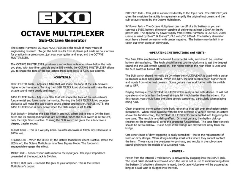 Electro-Harmonix Octave Multiplexer Manuel utilisateur