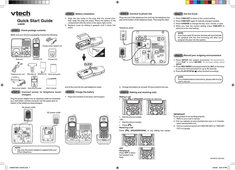 V-tech mi6896 - 5.8 GHz DSS Cordless Phone Manuel utilisateur