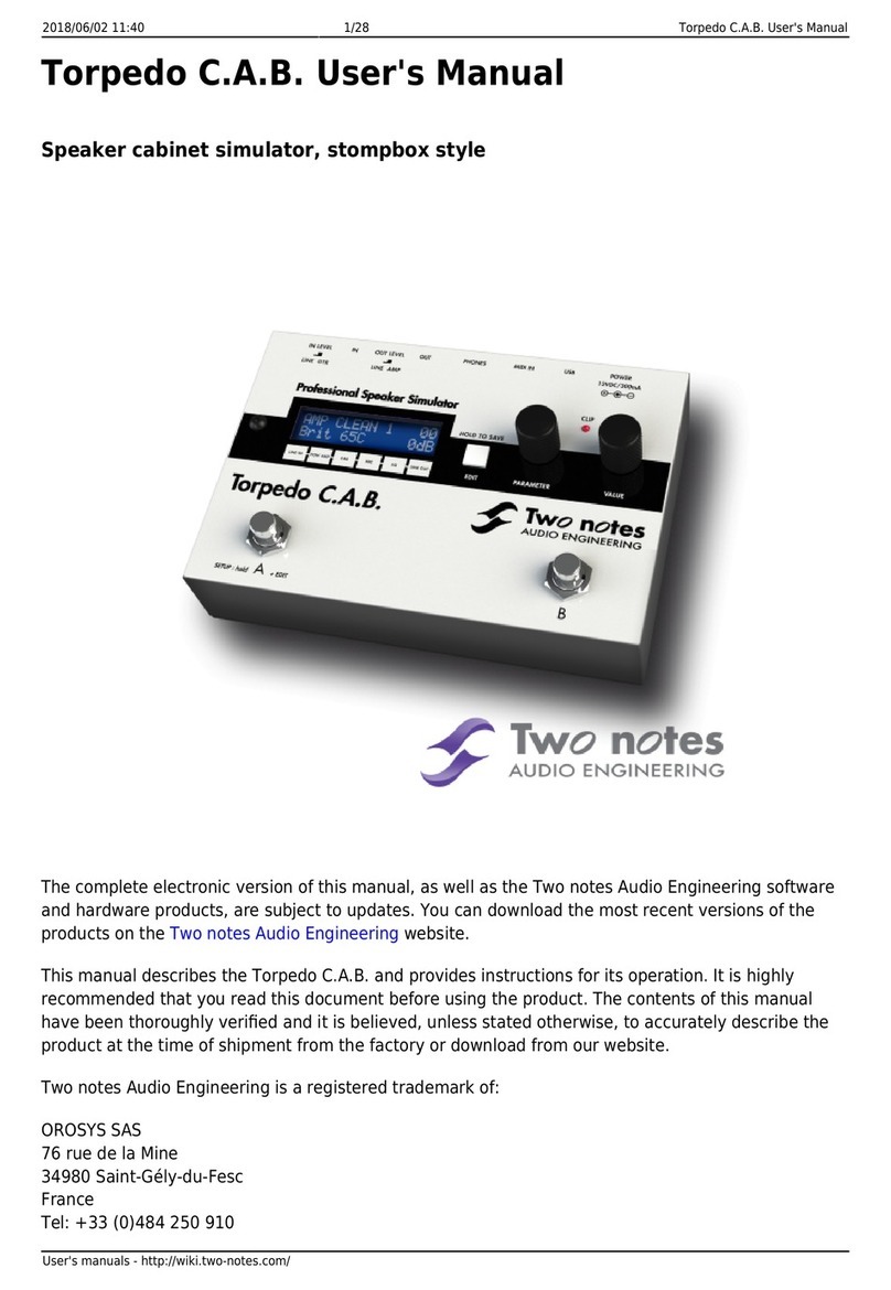 Two notes Audio Engineering Torpedo C.A.B. Manuel utilisateur Two notes Audio Engineering Torpedo C.A.B. Manuel utilisateur