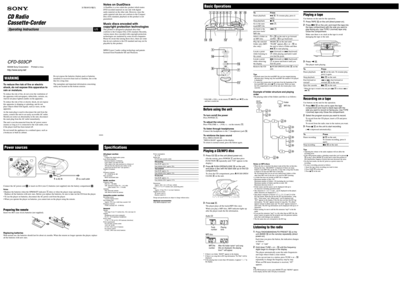 Sony CFD CFD-S03CP Manuel utilisateur