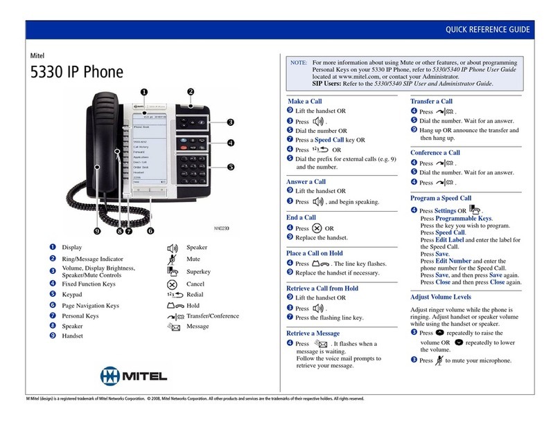 Mitel Mitel 5330 Manuel utilisateur