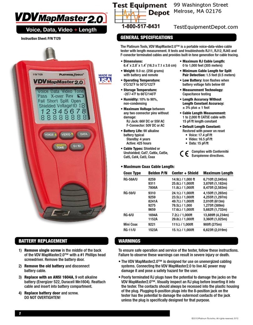 Platinum Tools VDV MapMaster 2.0 Manuel utilisateur