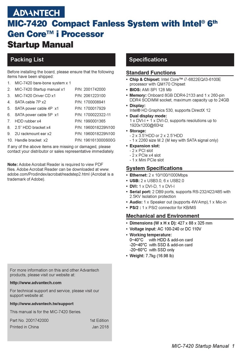 Advantech MIC-7420 Manuel d'installation et d'exploitation