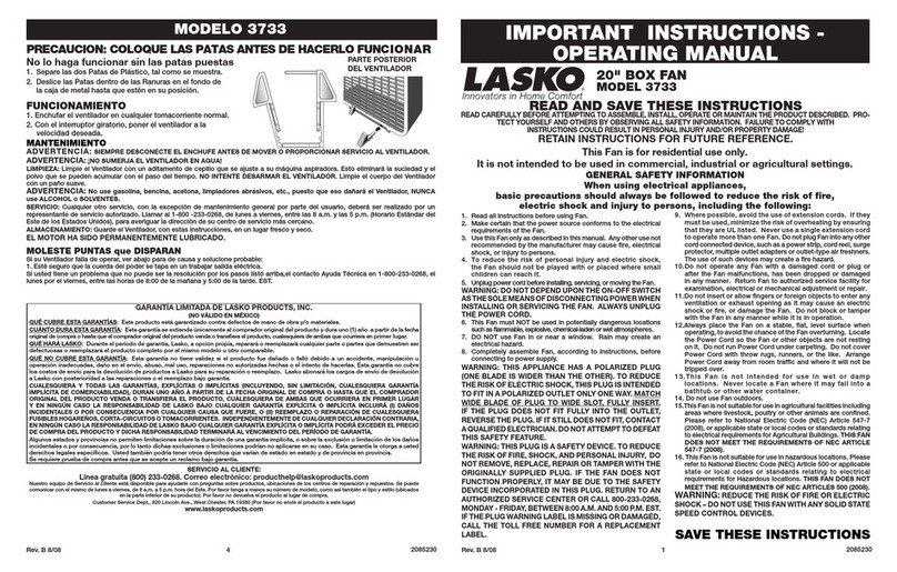 Lasko 3733 Manuel du propriétaire