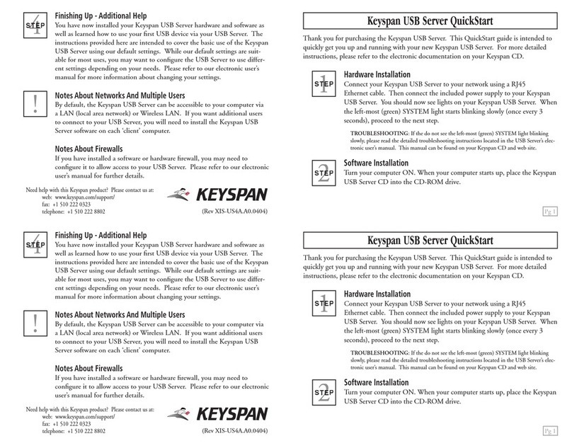 Keyspan USB Server Instructions d'utilisation et d'entretien