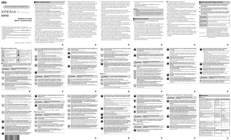 Sony Xperia X Performance SOV33 Manuel utilisateur