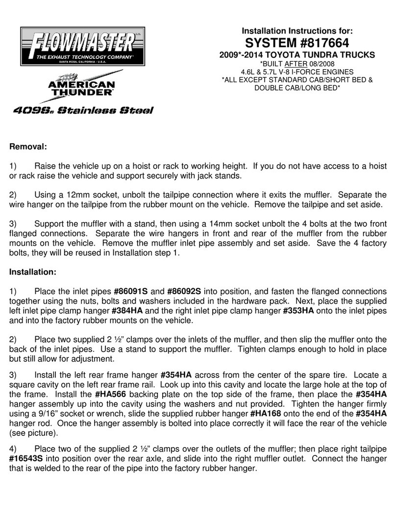 Flowmaster American Thunder 817664 Manuel utilisateur Flowmaster American Thunder 817664 Manuel utilisateur